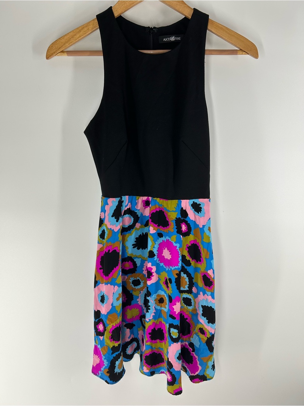 Alice & Trixie Black Bodice Multicolor Floral Mini Dress